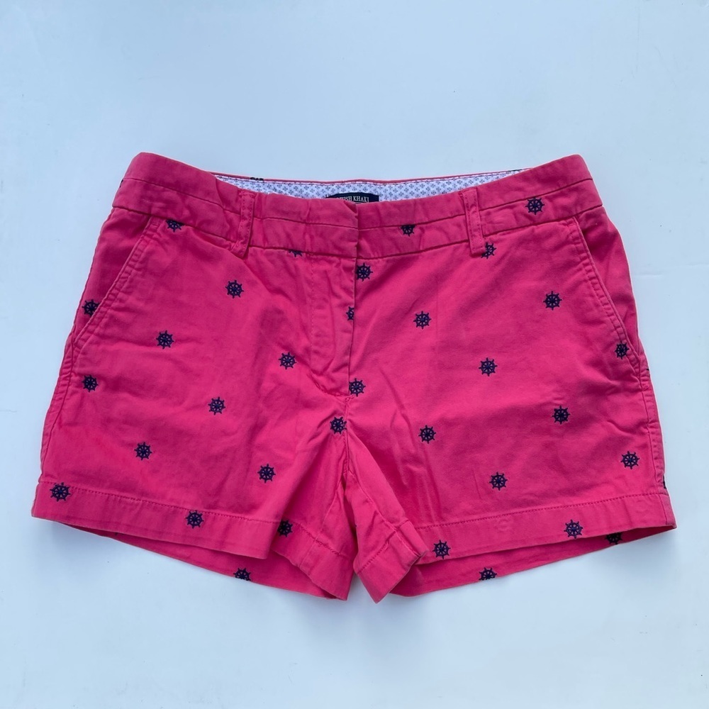 British Khaki Hot Pink Embroidered Shorts Sz 6.